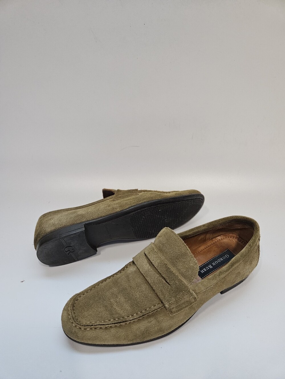 Gordon Rush Men's Size 9.5 Olive Green Suede Venetian Slip-On Loafers